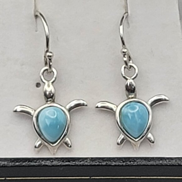 Ballerina Jewelers Jewelry - 925 Sterling Silver Larimar Sea Turtle Earrings